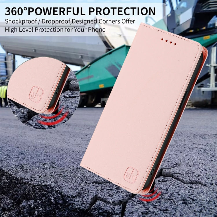 Funda de Cuero con Doble Pliegue y Succión Magnética Rfid para OnePlus Nord Ce 2 5G Rc01 (Rosa)