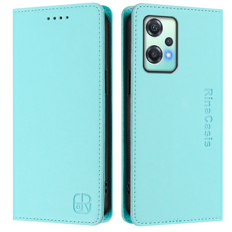 Funda de Cuero con Doble Pliegue y Succión Magnética Rfid para OnePlus Nord Ce 2 Lite 5G/Nord 2 Lite Rc01 (Verde Menta)