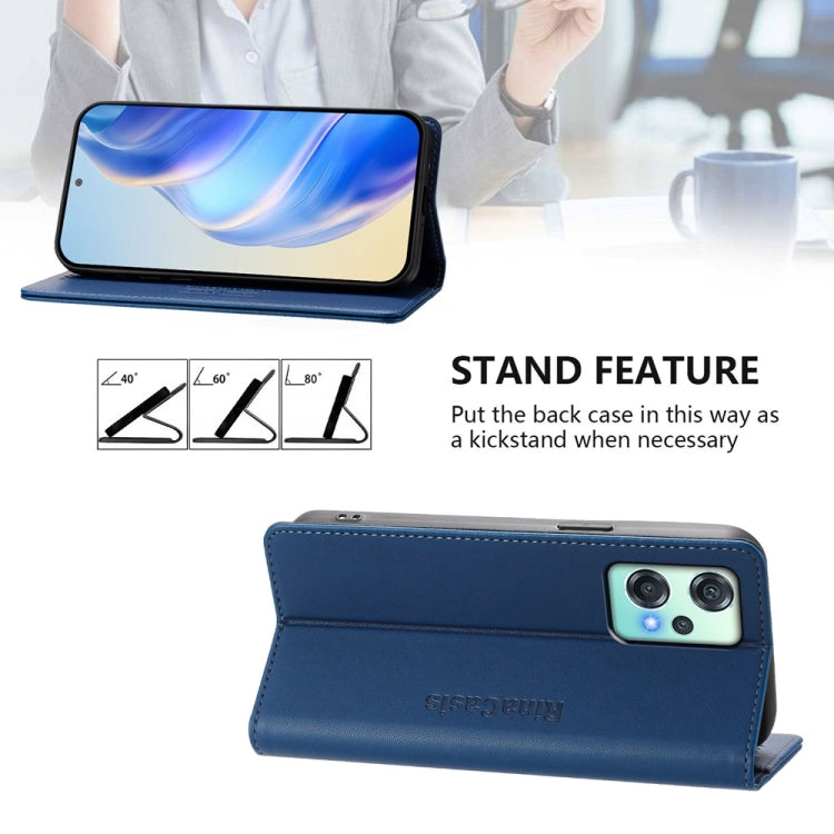 Funda de Cuero OnePlus Nord Ce 2 Lite 5G y Nord 2 Lite Rc01 con Doble Pliegue y Succión Magnética Rfid (Azul Oscuro)
