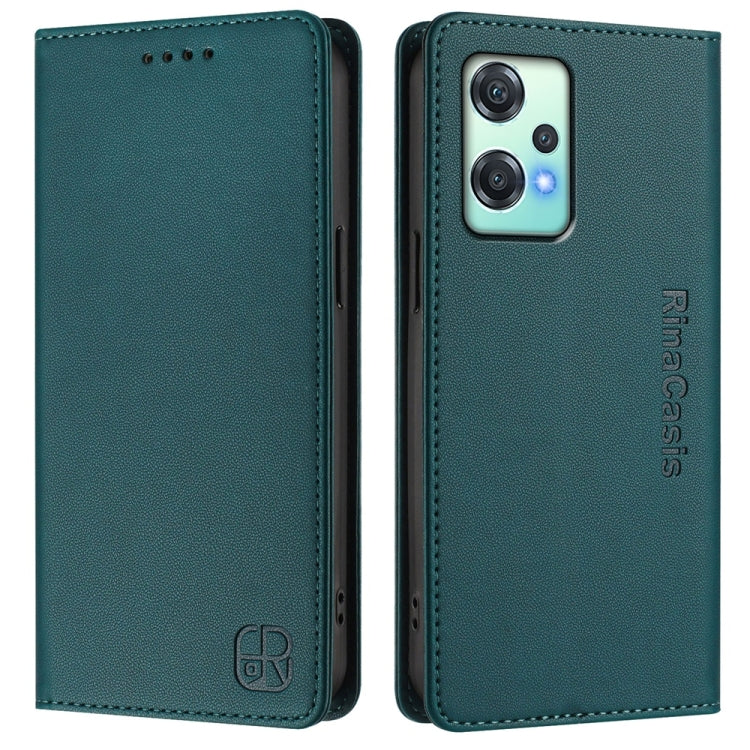 Funda de Cuero con Doble Pliegue y Succión Magnética Rfid para OnePlus Nord Ce 2 Lite 5G/Nord 2 Lite Rc01 (Verde Oscuro)