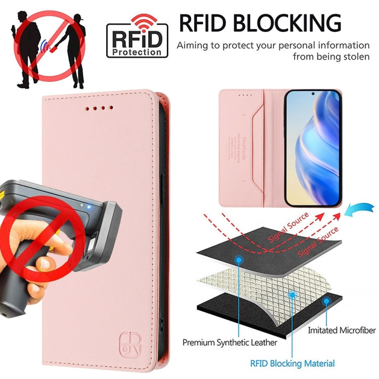 Funda de Cuero con Doble Pliegue y Succión Magnética para OnePlus Nord Ce 5G Rc01 (Rosa)