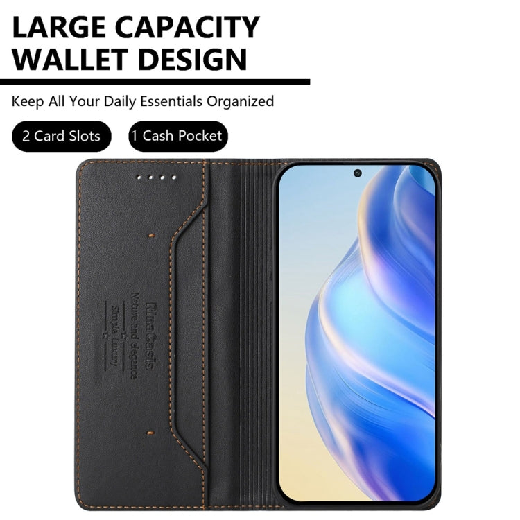 Funda de Cuero con Doble Pliegue y Succión Magnética RFID para OnePlus Nord CE 5G RC01 (Negro)