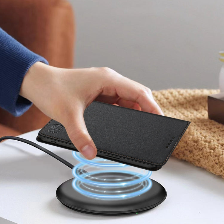 Funda de Cuero con Doble Pliegue y Succión Magnética Rfid para OnePlus Nord Ce3 Rc01 (Negro)