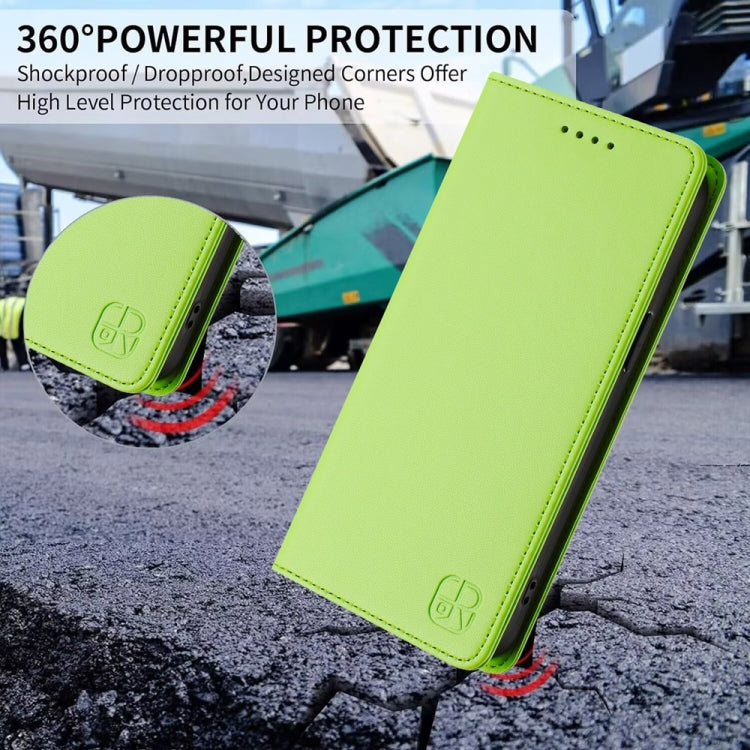 Funda de Cuero con Doble Pliegue y Succión Magnética RFID para OnePlus Nord CE4 RC01 (Verde Hierba)