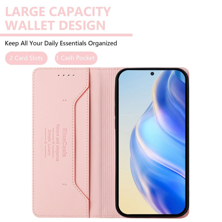Funda de Cuero con Doble Pliegue y Succión Magnética RFID para OnePlus Nord CE4 RC01 (Rosa)