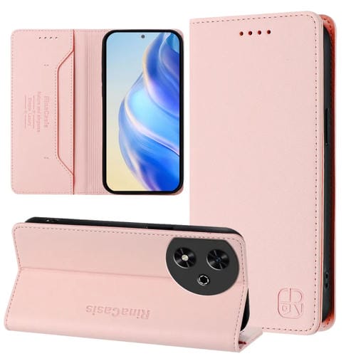 Funda de Cuero con Doble Pliegue y Succión Magnética Rfid para Honor Play 50 Rc01 (Rosa)