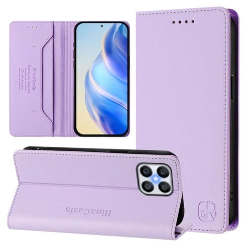 Funda de Cuero con Doble Pliegue y Succión Magnética Rfid para Honor X8 4G / X30I / Play6T Pro Rc01 (Morado Claro)