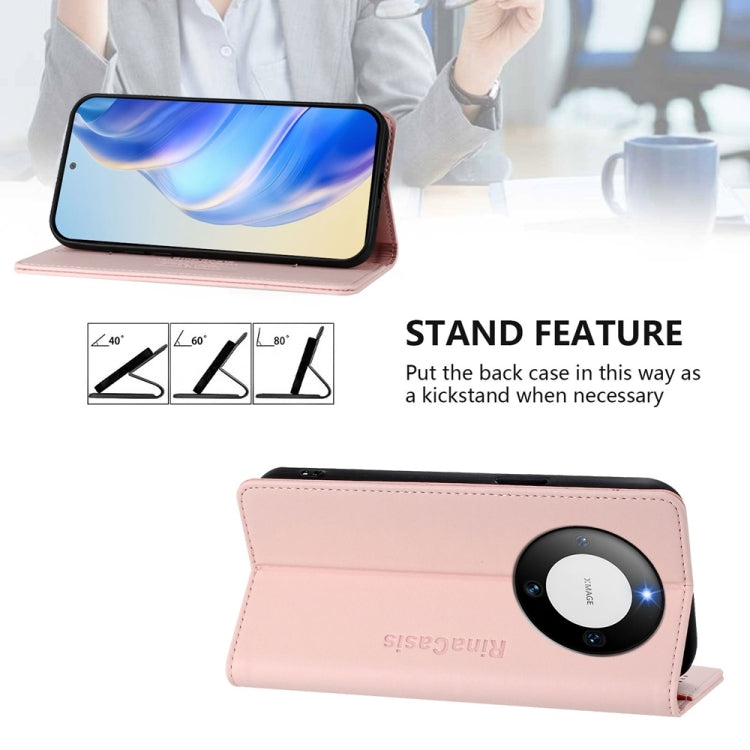 Funda de Cuero con Doble Pliegue y Succión Magnética para Huawei Mate 60 Pro/Mate 60 Pro+ Rc01 (Rosa)