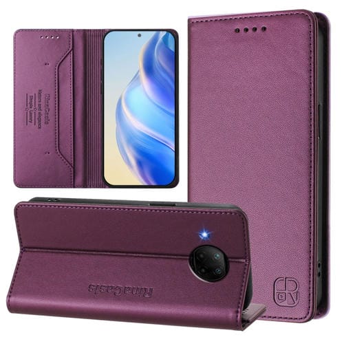Funda de Cuero con Doble Pliegue y Succión Magnética para Teléfono Xiaomi Mi 10T Lite 5G Rc01 (Violeta)