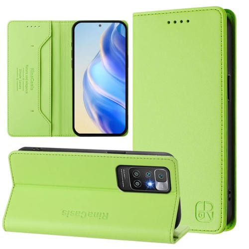 Funda de Cuero con Doble Pliegue y Succión Magnética para Redmi 10 4G 2021/2022 Global Rc01 (Verde Hierba)
