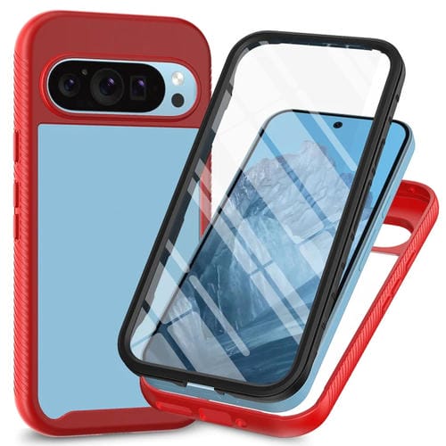 Funda de PC + TPU con Película Pet para Google Pixel 9 y 9 Pro Serie Starry Sky (Rojo)