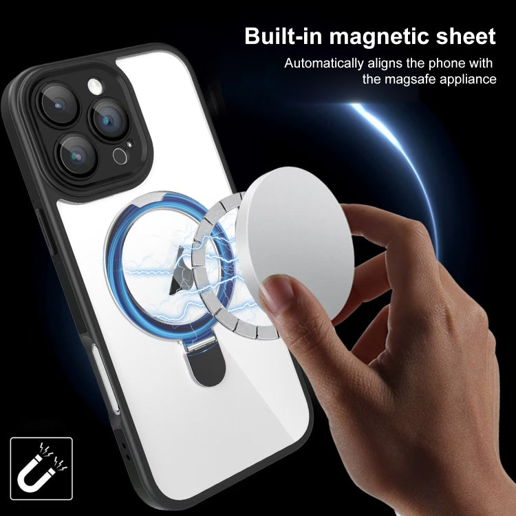 Funda para Teléfono Transparente con Soporte Magsafe y Película Cobertura Total para iPhone 14 Pro Max (Negra)