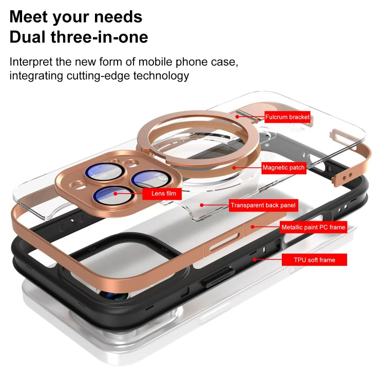 Funda Transparente con Soporte Magsafe para iPhone 14 Pro (Gris y Blanco)