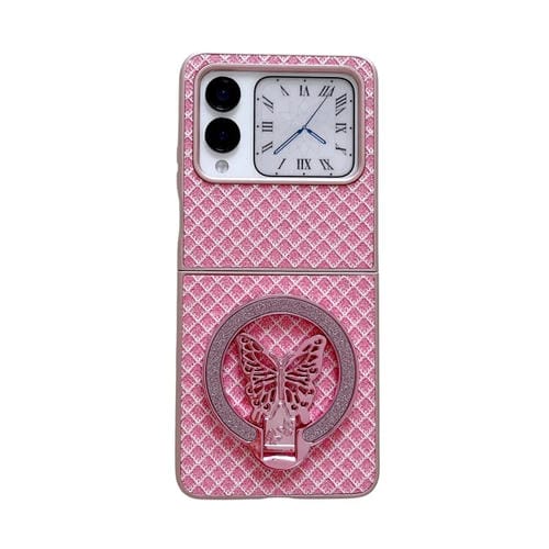 Funda para Teléfono Huawei Nova Flip Diseño Rombos Diamantes Brillantes Soporte (Rosa)