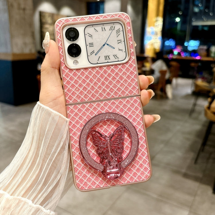 Funda para Teléfono Huawei Nova Flip Diseño Rombos Diamantes Brillantes Soporte (Rosa)
