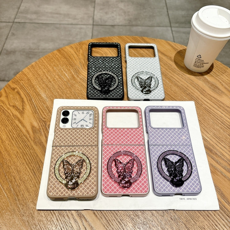 Funda para Teléfono Huawei Nova Flip Diseño Rombos Diamantes Brillantes Soporte (Rosa)