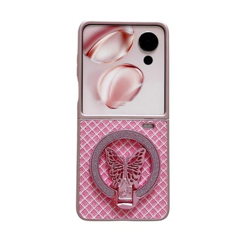 Funda para Teléfono Honor Magic V con Tapa y Soporte Diseño Rombos y Diamantes (Rosa)