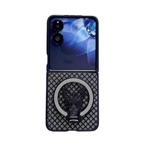 Funda para Teléfono Xiaomi Mix Flip con Rombos y Brillantes para PC con Soporte (Negro)