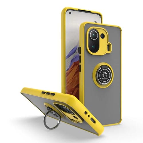 Funda de TPU + PC con anillo para Xiaomi 11 Pro Q Shadow 1 Series (amarilla)