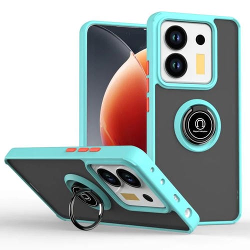 Funda de TPU + PC con anillo para Xiaomi Poco M7 Pro 5G Q Shadow 1 Series (azul cielo)