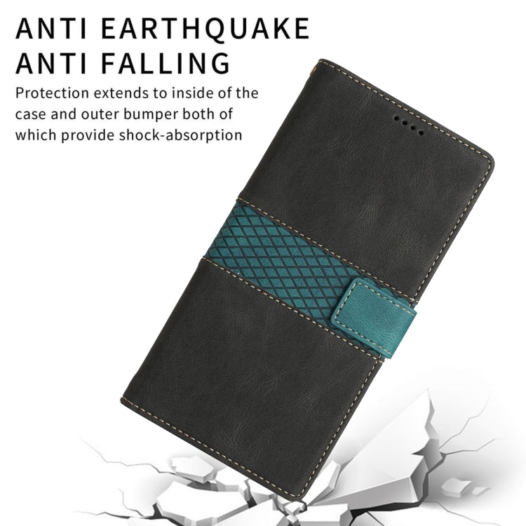 Funda para iPhone 11 Pro Cuero Costuras en Cuadrícula con Cordón (Negro)