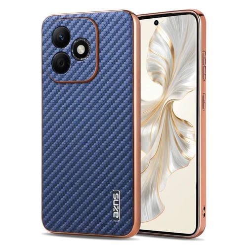 Funda para Teléfono Azns Honor X60I con Textura de Fibra de Carbono y Borde Galvanizado (Azul)