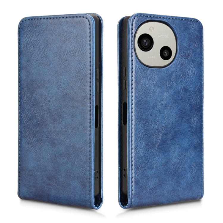 Funda de Cuero con Tapa Vertical Magnética para Sharp Aquos R9 (Azul)