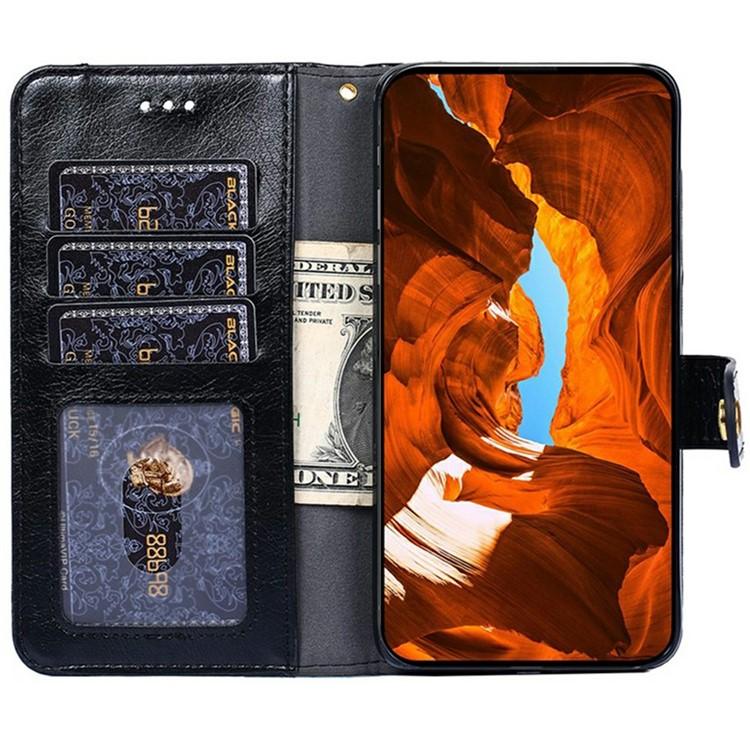 Funda de cuero con cremallera para Redmi Note 14S 4G (negra)