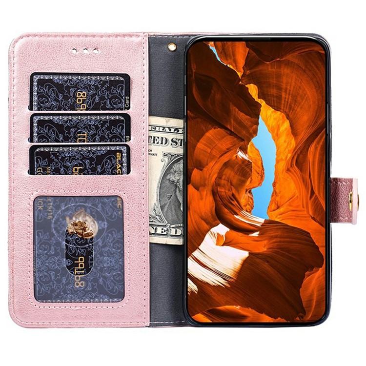 Funda de cuero con cremallera para Redmi Note 14S 4G (oro rosa)