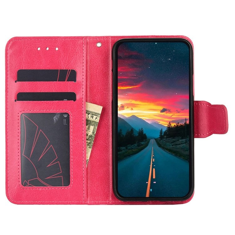 Funda de Cuero con Textura de Cristal para Fujitsu Arrows We2 Plus (Rosa y Rojo)