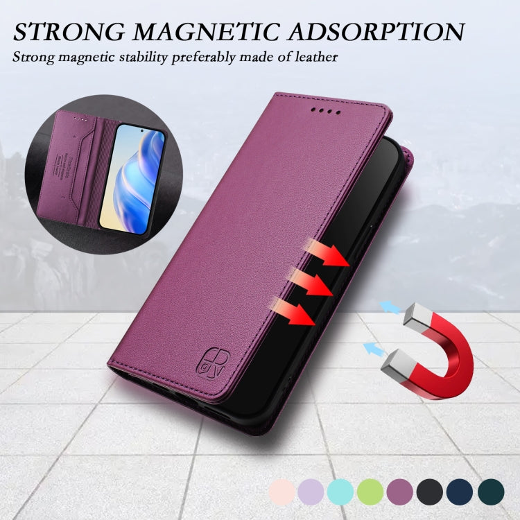 Funda de Cuero con Doble Pliegue y Succión Magnética Rfid para TCL 50 5G / Xe Nxtpaper 5G / Xe 5G Rc01 (Violeta)