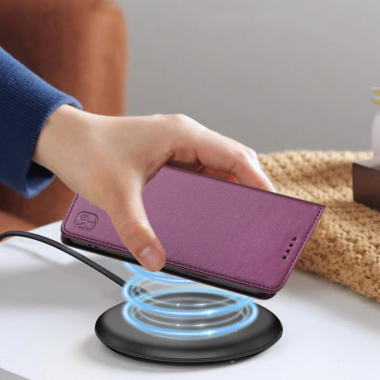 Funda de Cuero con Doble Pliegue y Succión Magnética Rfid para TCL 30 4G/30 5G/30+ Rc01 (Violeta)