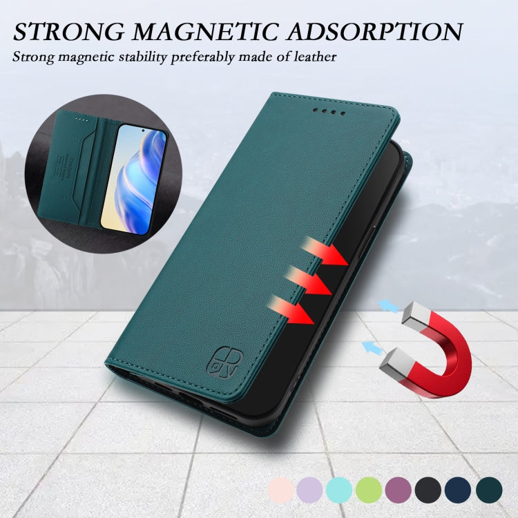 Funda de Cuero con Doble Pliegue y Succión Magnética RFID para TCL 30 SE RC01 (Verde Oscuro)