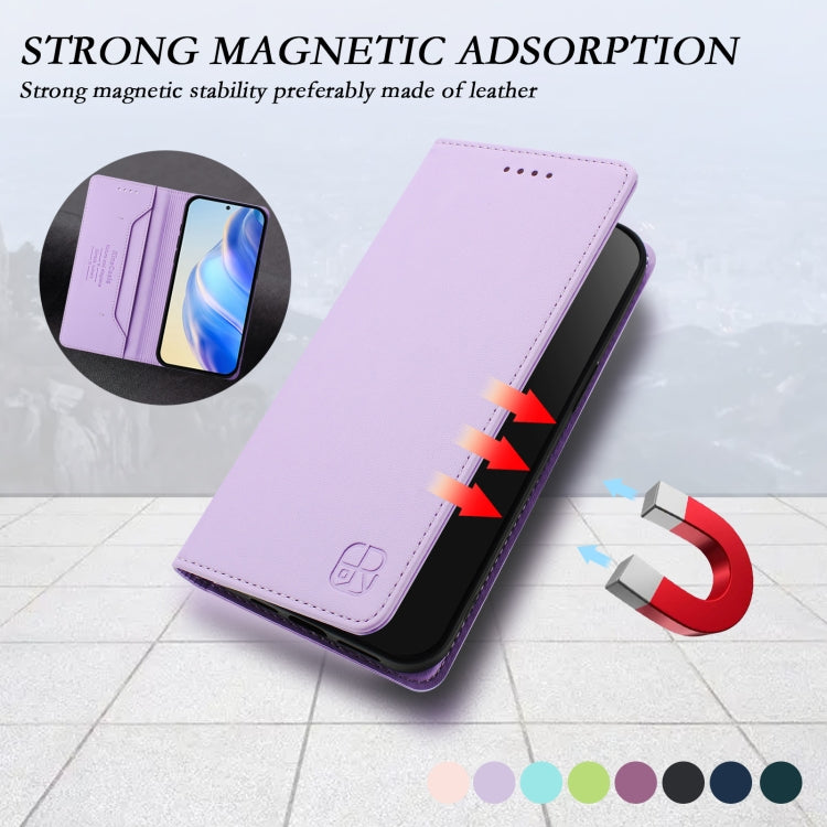 Funda de Cuero con Doble Pliegue y Succión Magnética Rfid para TCL 50 Xl 5G Rc01 (Morado Claro)