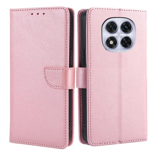 Funda de Cuero con Tapa y Hebilla con Textura de Becerro para Redmi Note 14 Pro 5G (Oro Rosa)