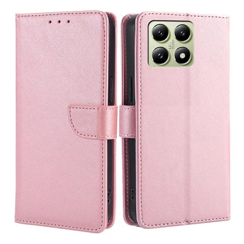 Funda De Piel Con Tapa Y Hebilla Con Textura De Becerro Para Xiaomi Mi 14T 5G (Oro Rosa)