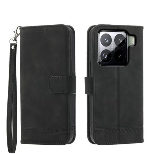Funda De Teléfono Híbrida De Cuero Pu Y Tpu Dierfeng Dream Line Para Xiaomi 15 (Negra)