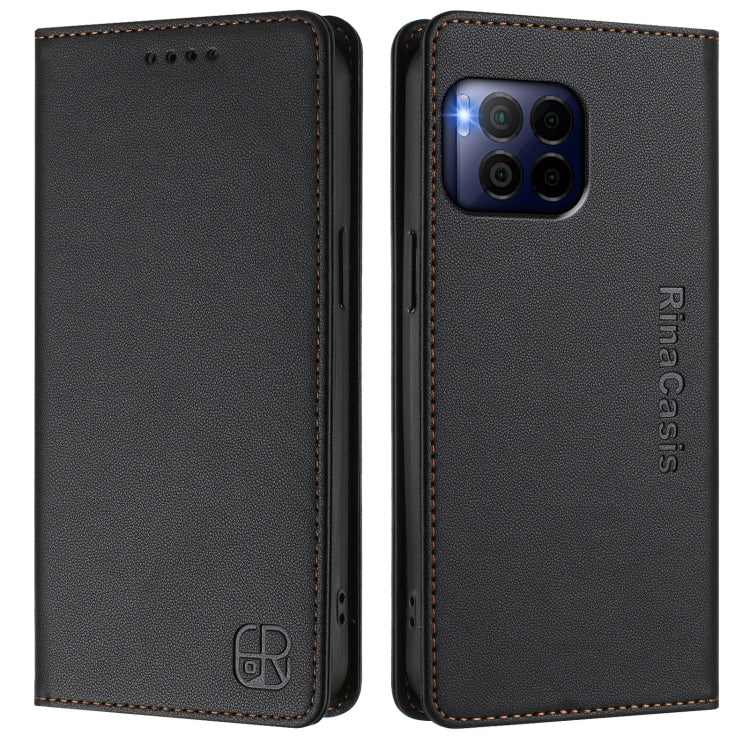 Funda de Cuero con Doble Pliegue y Succión Magnética para Teléfono T-Mobile Revvl 7 Pro 5G Rc01 (Negro)