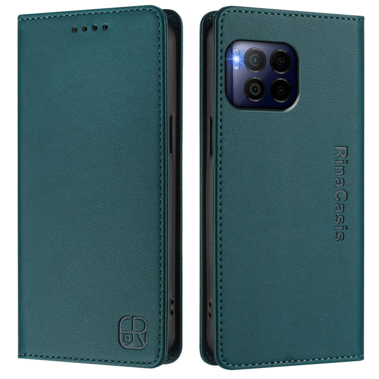 Funda de Cuero con Doble Pliegue y Succión Magnética para T-Mobile Revvl 7 Pro 5G Rc01 (Verde Oscuro)