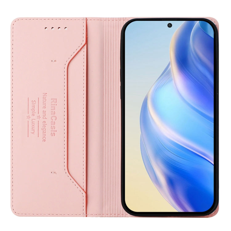 Funda de Cuero Rfid con Doble Pliegue y Succión Magnética para Oukitel C35 Rc01 (Rosa)