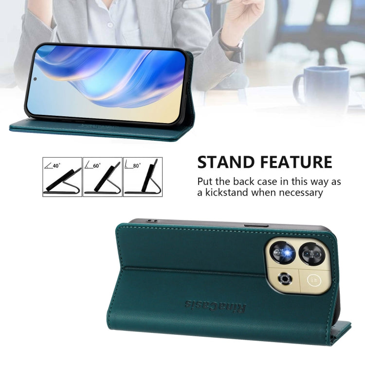 Funda de Cuero Oukitel C57 C57S C57 Pro Rc01 con Doble Pliegue y Succión Magnética (Verde Oscuro)