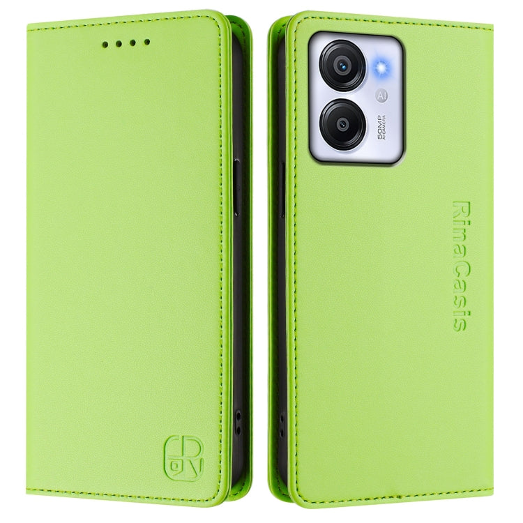 Funda de Cuero con Doble Pliegue y Succión Magnética Rfid para BlackView Oscal Modern 8 Color 8 Rc01 (Verde Hierba)