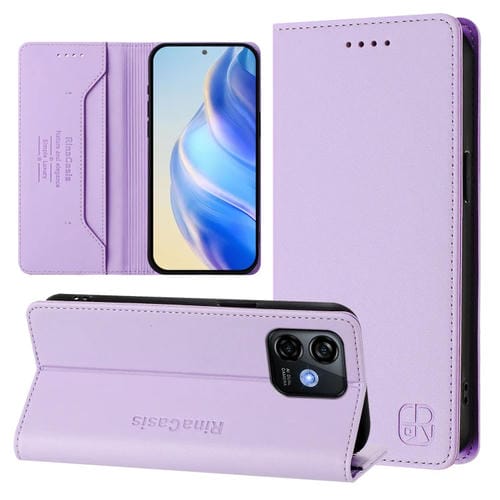 Funda de Cuero Ulefone Note 16 Pro Rc01 con Doble Pliegue y Succión Magnética (Morado Claro)