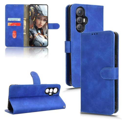 Funda de Cuero con Tapa Magnética para Cubot Max 5 Skin Feel (Azul)
