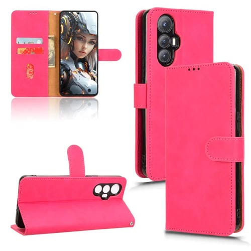 Funda de Cuero para Cubot Max 5 con Tapa Magnética Skin Feel (Rosa Rojo)