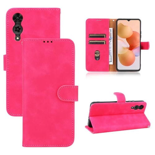 Funda de Cuero con Tapa Magnética Cubot A10 Skin Feel (Rosa Rojo)