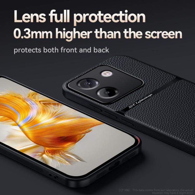 Funda magnética de cuero Litchi para Xiaomi Poco M7 Pro 5G, con cobertura total, a prueba de golpes (roja)