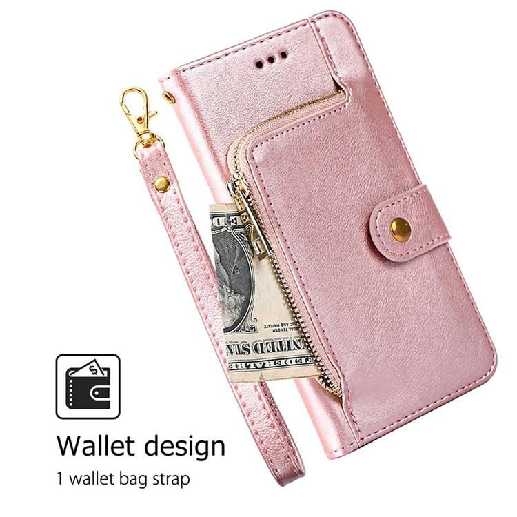 Funda de cuero con cremallera para Samsung Galaxy S25 Ultra 5G (oro rosa)