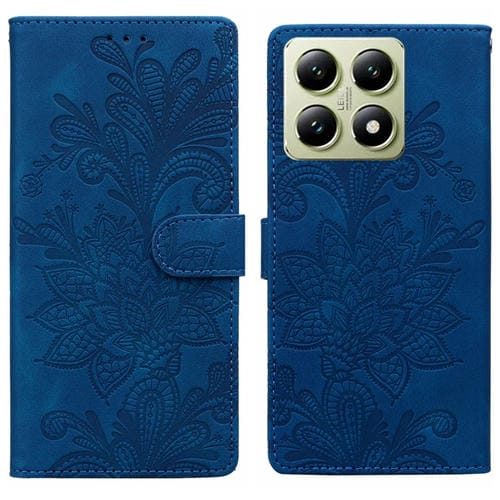 Funda De Cuero Con Hebilla Magnética Y Diseño Floral En Relieve Para Xiaomi 14T (Azul)