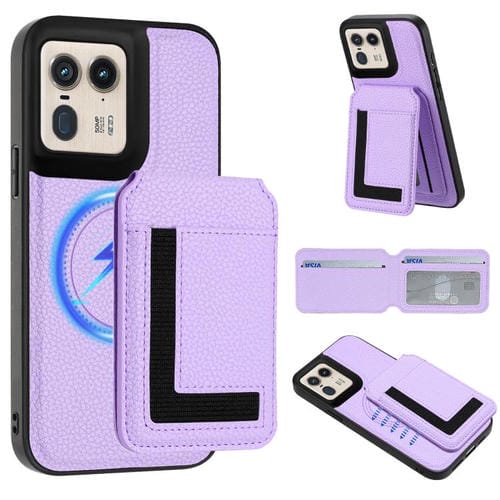 Funda para Teléfono Motorola Moto X50 Ultra Cx01 con Tarjetero Magnético Desmontable Magsafe (Morado Claro)